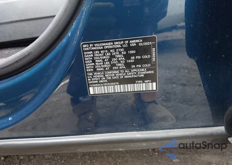 2023 Volkswagen Atlas 3.6L V6 Se W/Technology из США, поврежденный, VIN 1V2KR2CA1PC535876